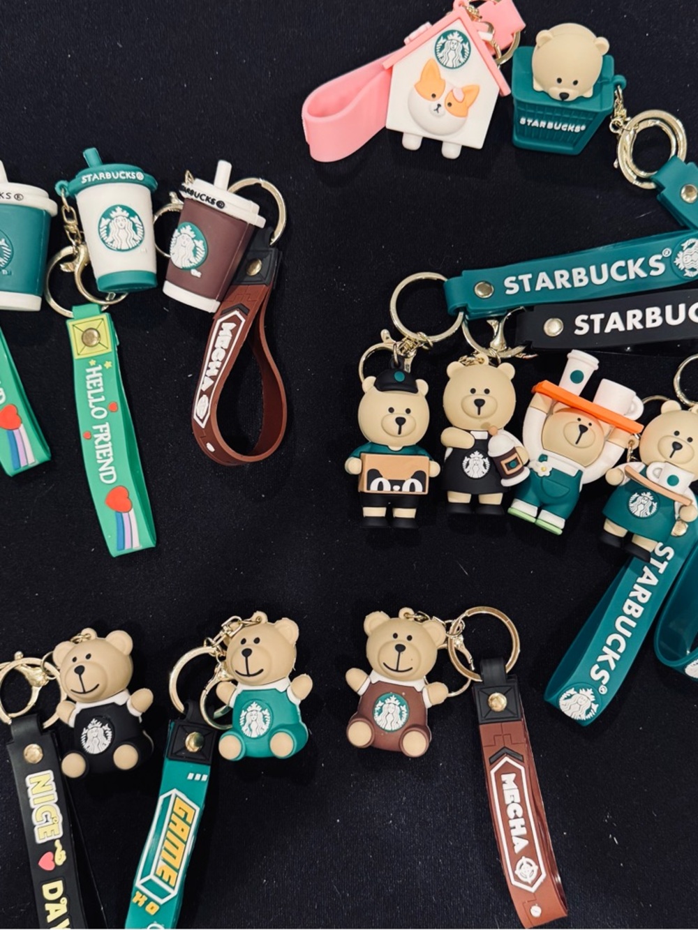 Coffee Cup Keychain Hello Friend Green Bag Charm Cute Novelty Gift - Picture 6 of 7